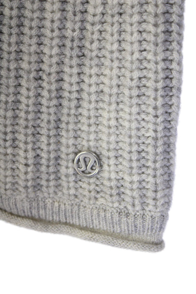 Lululemon Womens Ruched Beanie Hat White Grey Wool Size One Size