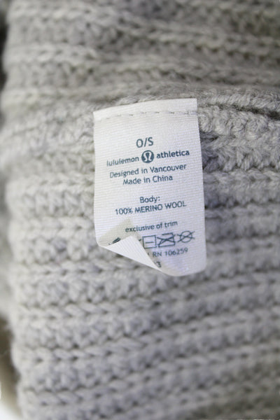 Lululemon Womens Ruched Beanie Hat White Grey Wool Size One Size