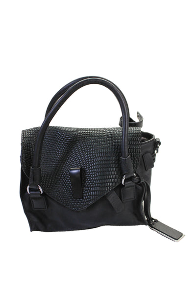 Joy Gryson Womens Leather Lizard Skin Print Crossbody Shoulder Handbag Black