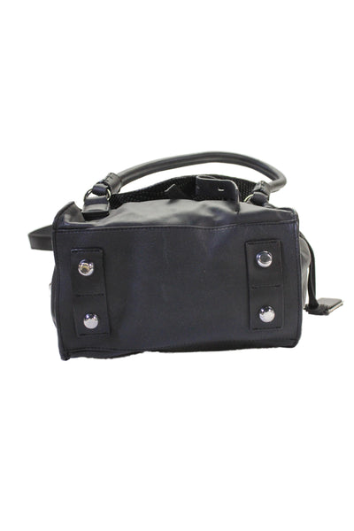 Joy Gryson Womens Leather Lizard Skin Print Crossbody Shoulder Handbag Black