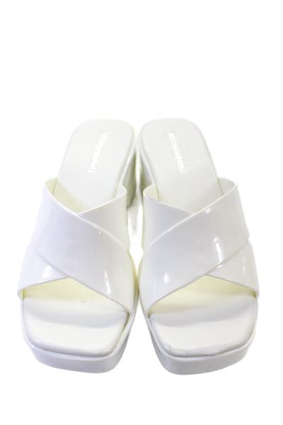 Jeffrey Campbell Womens Cross Strap Slide On Sandal Heels White Size 7