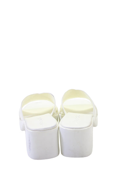 Jeffrey Campbell Womens Cross Strap Slide On Sandal Heels White Size 7