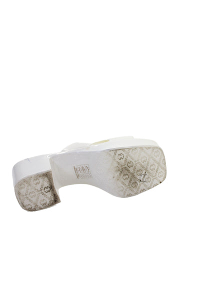 Jeffrey Campbell Womens Cross Strap Slide On Sandal Heels White Size 7