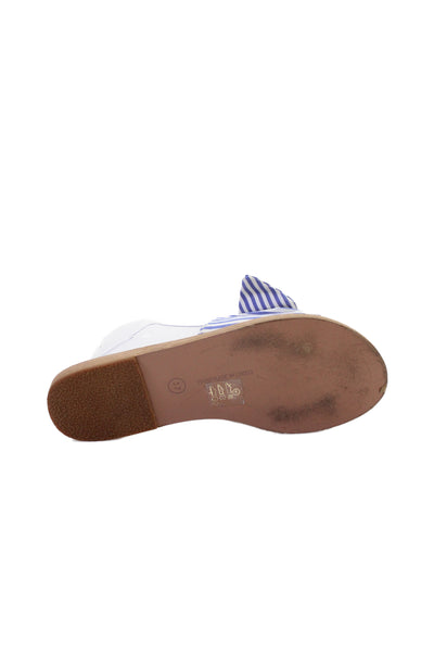 Ancient Greek Sandals Womens Striped Bow Sandals Blue White Size 37 7