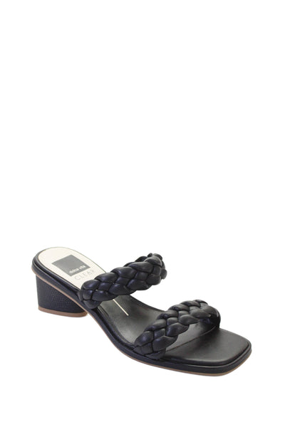 Dolce Vita Clear Womens Leather Braided Sandal Heels Black Size 7.5