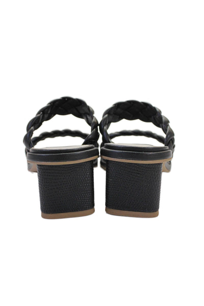 Dolce Vita Clear Womens Leather Braided Sandal Heels Black Size 7.5