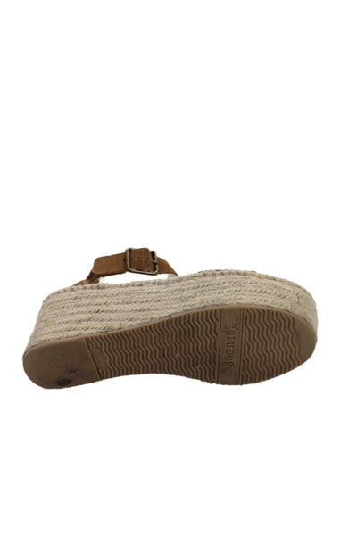 Soludos Womens Suede Platform Espadrille Wedge Sandals Brown Size 8