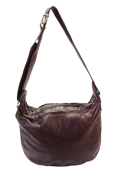 Charles Jourdan Paris Womens Leather Zipper Closure Shoulder Handbag Red