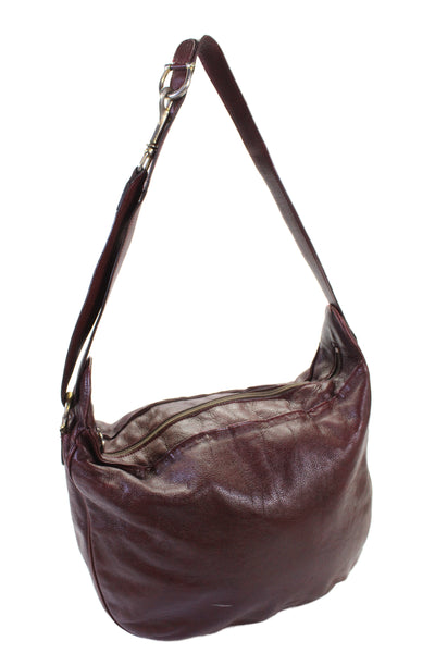 Charles Jourdan Paris Womens Leather Zipper Closure Shoulder Handbag Red