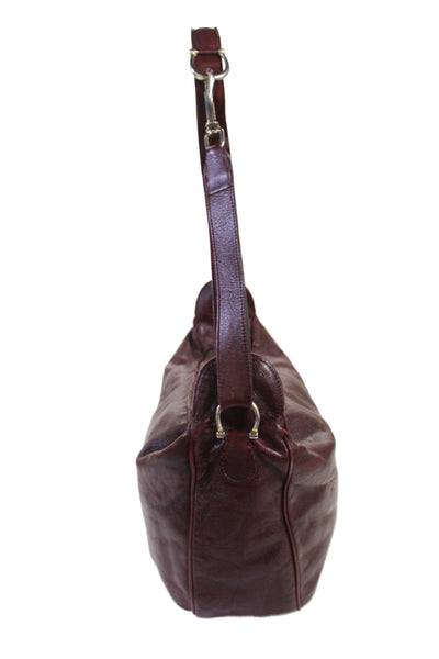 Charles Jourdan Paris Womens Leather Zipper Closure Shoulder Handbag Red