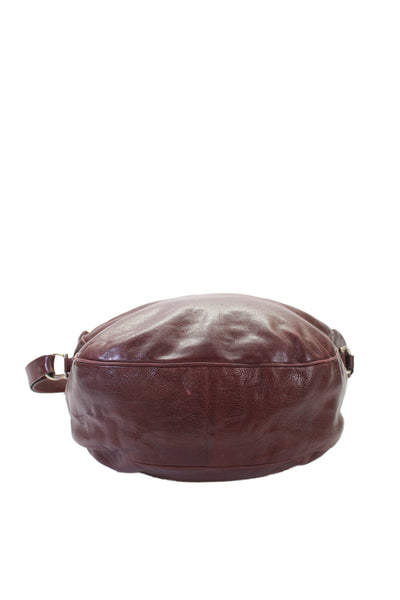 Charles Jourdan Paris Womens Leather Zipper Closure Shoulder Handbag Red