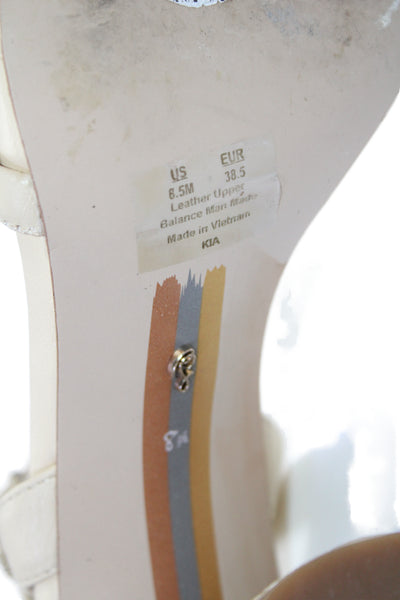Sam Edelman Womens Block Heel Leather Ankle Strap Sandals Beige Size 8.5