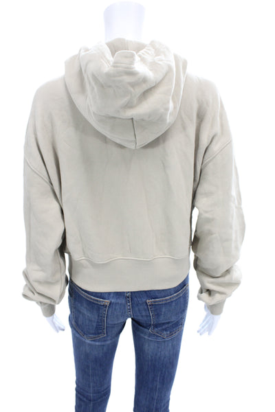 PE Nation Womens Full-Zip Hoodie Beige 100% Organic Cotton Size S
