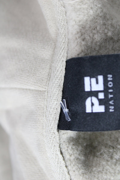 PE Nation Womens Full-Zip Hoodie Beige 100% Organic Cotton Size S