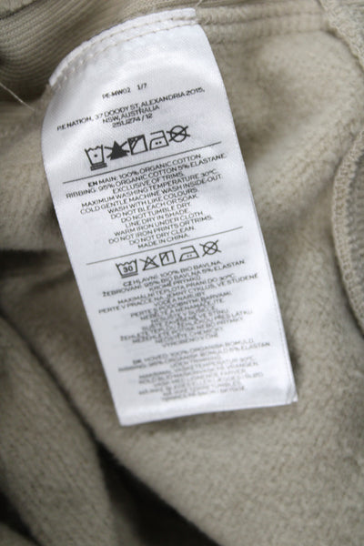 PE Nation Womens Full-Zip Hoodie Beige 100% Organic Cotton Size S