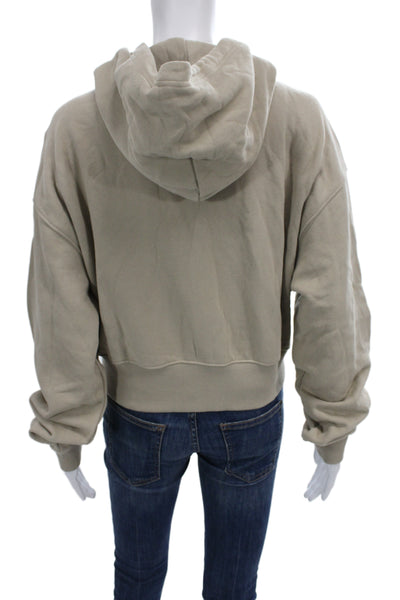 PE Nation Women Full-zip Hoodie Beige Organic Cotton Size S