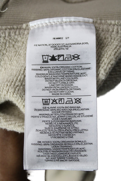 PE Nation Women Full-zip Hoodie Beige Organic Cotton Size S