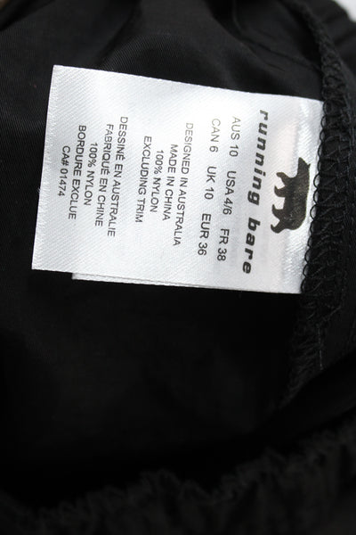 Running Bare Unisex Cargo Sweatpants Black Nylon Drawstring Size 10