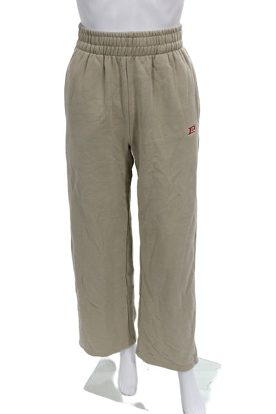 PE Nation Unisex Sweatpants Beige Organic Cotton Solid Size XS