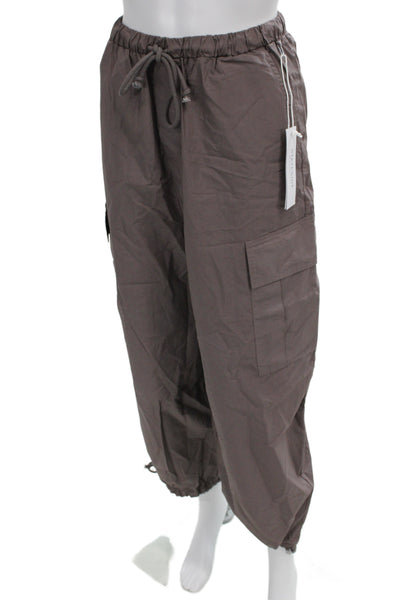 Stateside Unisex Cargo Jogger Pants Brown Drawstring Cotton Size XS