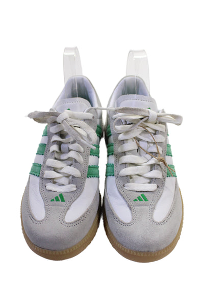 Adidas Womens Samba Striped Low Top Sneakers Shoes Green White Size 5.5