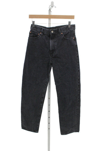 Denim Forum Unisex Straight Jeans Dark Gray High Rise Organic Cotton Size 26