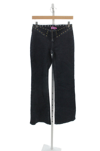 Edikted Women Bootcut Flared Jeans Black High Rise Button Size S