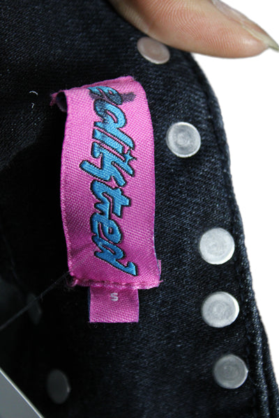 Edikted Women Bootcut Flared Jeans Black High Rise Button Size S