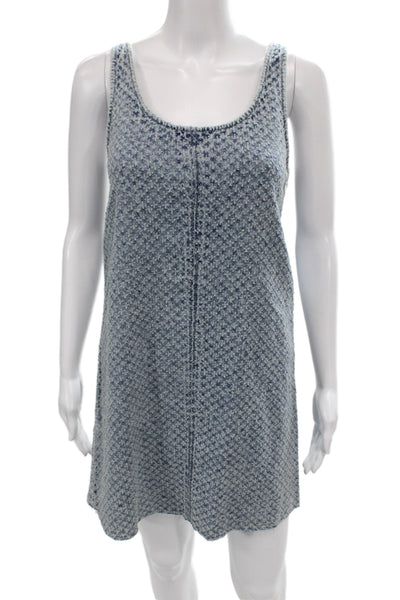 Rag & Bone Women Tank Dress Blue Sleeveless Zip 100% Cotton Above Knee Size XS