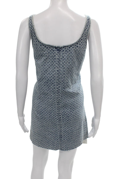 Rag & Bone Women Tank Dress Blue Sleeveless Zip 100% Cotton Above Knee Size XS