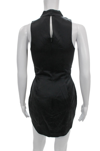 Amanda Uprichard Women Sheath Mini Dress Black Silk Sleeveless Size XS