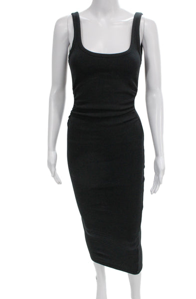 Zara Womens Bodycon Tank Dress Black Square Neck Sleeveless Cotton Blend Size S