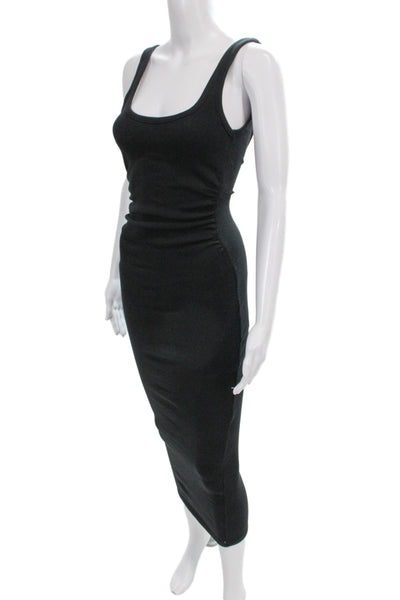 Zara Womens Bodycon Tank Dress Black Square Neck Sleeveless Cotton Blend Size S