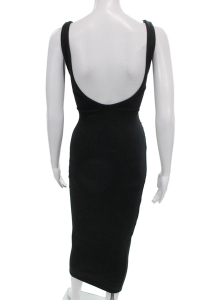 Zara Womens Bodycon Tank Dress Black Square Neck Sleeveless Cotton Blend Size S