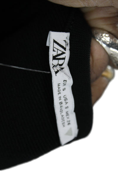 Zara Womens Bodycon Tank Dress Black Square Neck Sleeveless Cotton Blend Size S