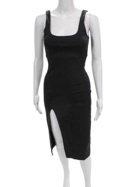 NBD Womens Bodycon Sheath Dress Black Square Neck Sleeveless Mini Zip Size XS