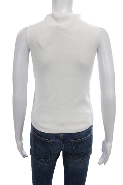 Milly Womens Basic Sleeveless Mock Neck Tank White Size S