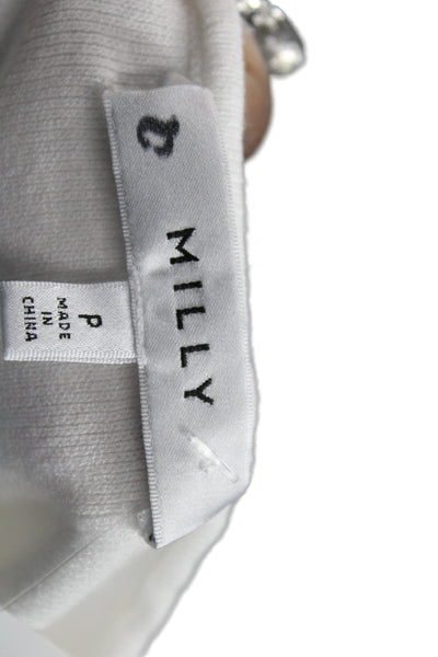 Milly Womens Basic Sleeveless Mock Neck Tank White Size S