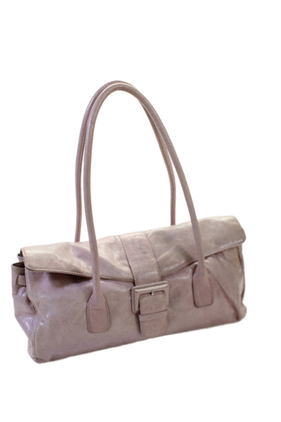 Hobo Womens Leather Buckle Magnet Closure Satchel Shoulder Handbag Pink