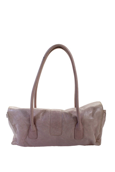 Hobo Womens Leather Buckle Magnet Closure Satchel Shoulder Handbag Pink