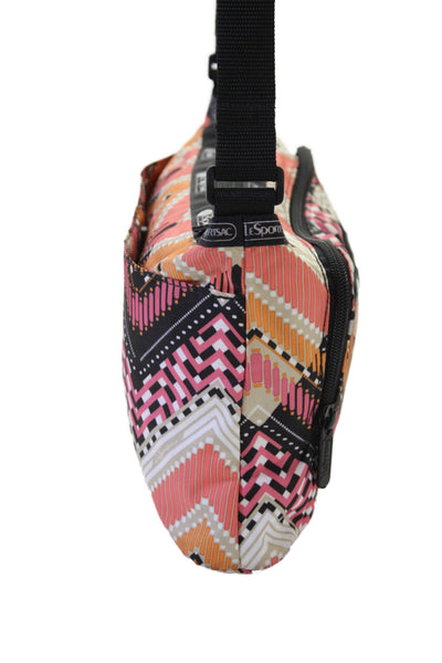LeSportsac Womens Geometric Print Crossbody Shoulder Handbag Multi Colored