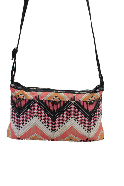 LeSportsac Womens Geometric Print Crossbody Shoulder Handbag Multi Colored