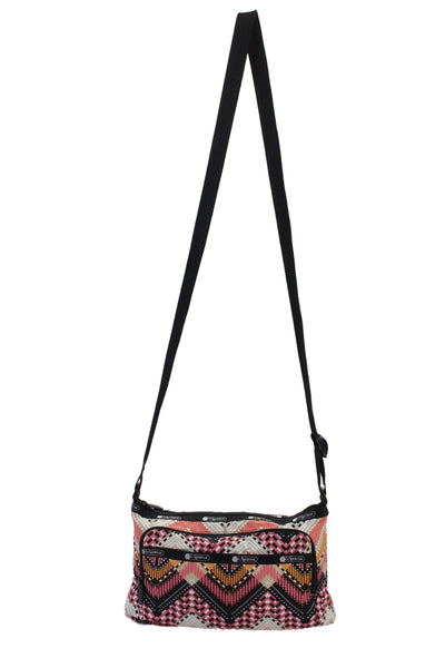 LeSportsac Womens Geometric Print Crossbody Shoulder Handbag Multi Colored