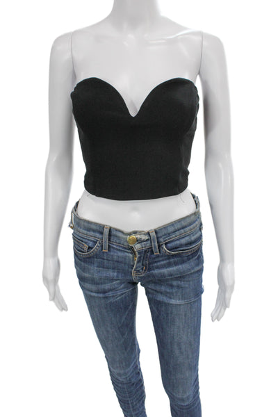 Bec & Bridge Women Cropped Black Sleeveless Zip Top Designer Size 2