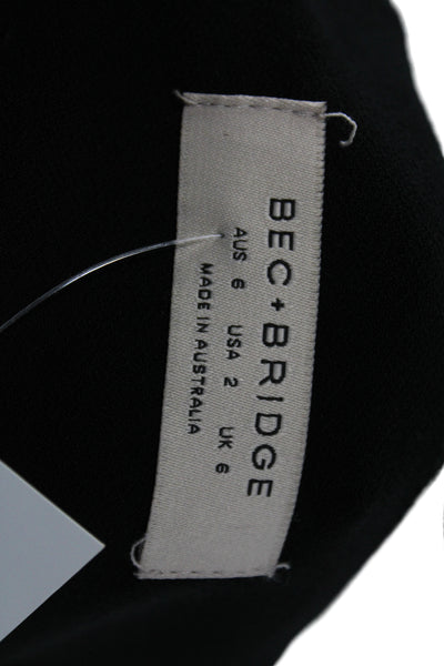 Bec & Bridge Women Cropped Black Sleeveless Zip Top Designer Size 2