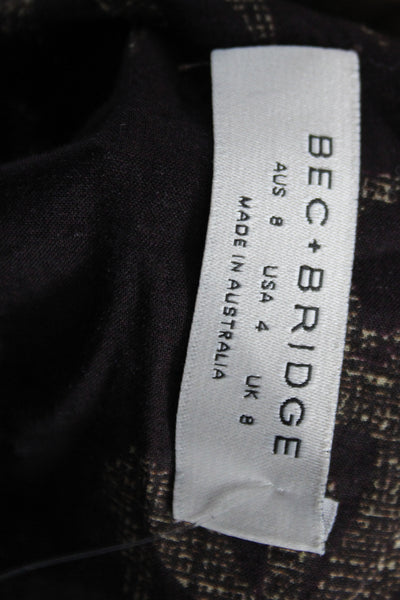 Bec & Bridge Unisex Floral Cotton Button Up Top Short Sleeve Brown Size 4