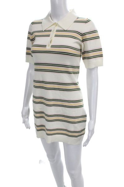 Reformation Womens Striped Collared Short Sleeve Tunic Dress White Size XS