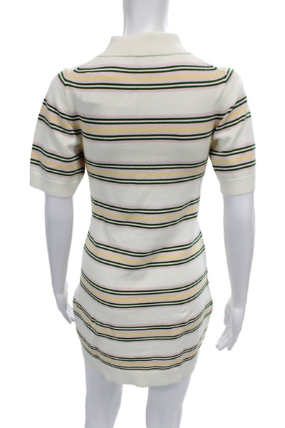 Reformation Womens Striped Collared Short Sleeve Tunic Dress White Size XS