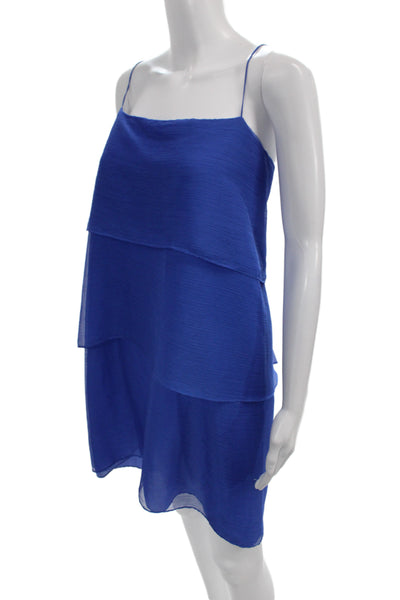Mason Women Silk Blue Sleeveless Slip Dress Drawstring Knee Length Size 10