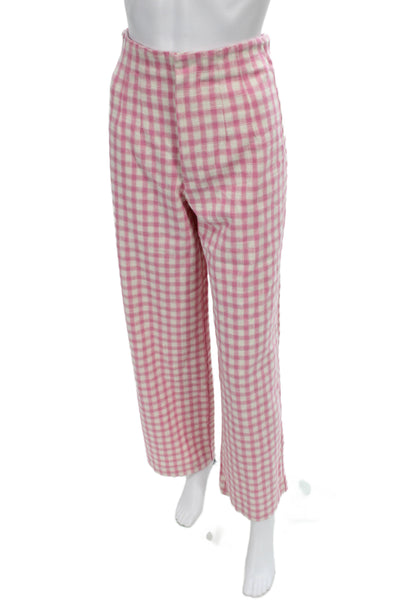 Zara Women Check Sleeveless Sweetheart Cotton Polyester Pants Set Pink Size S